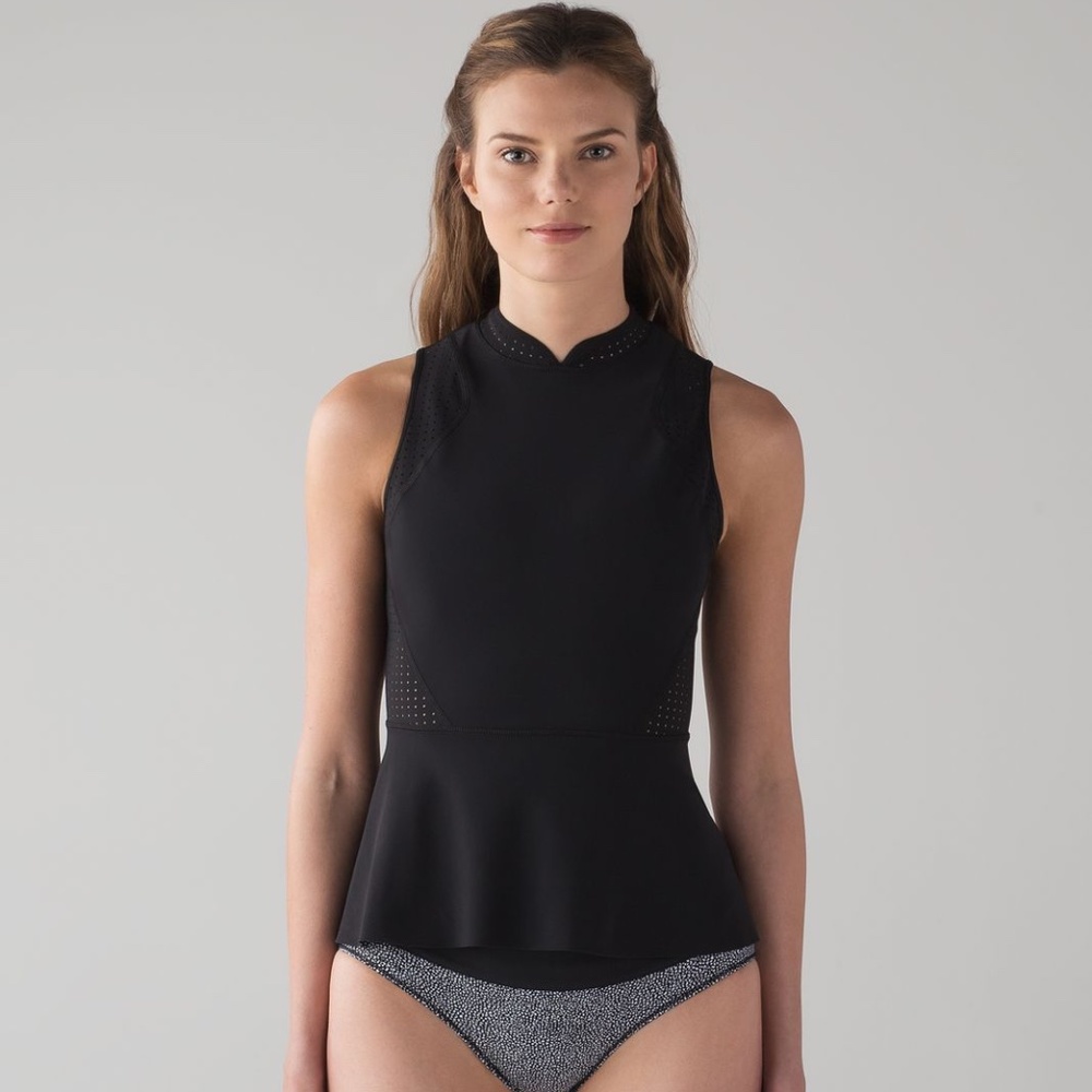 Lululemon Paddle Times Peplum Swim Top in Black Size 8